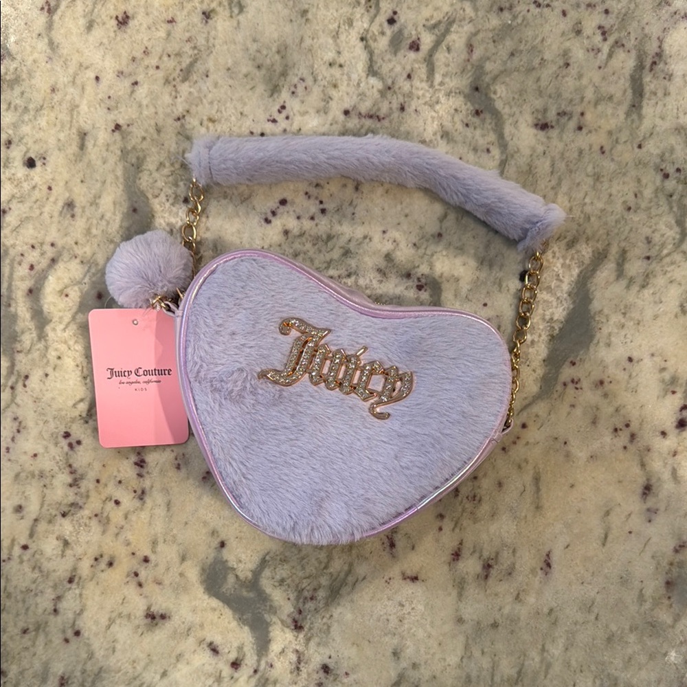 Juicy Couture Heart-Shaped Faux Fur Bag in Lavender